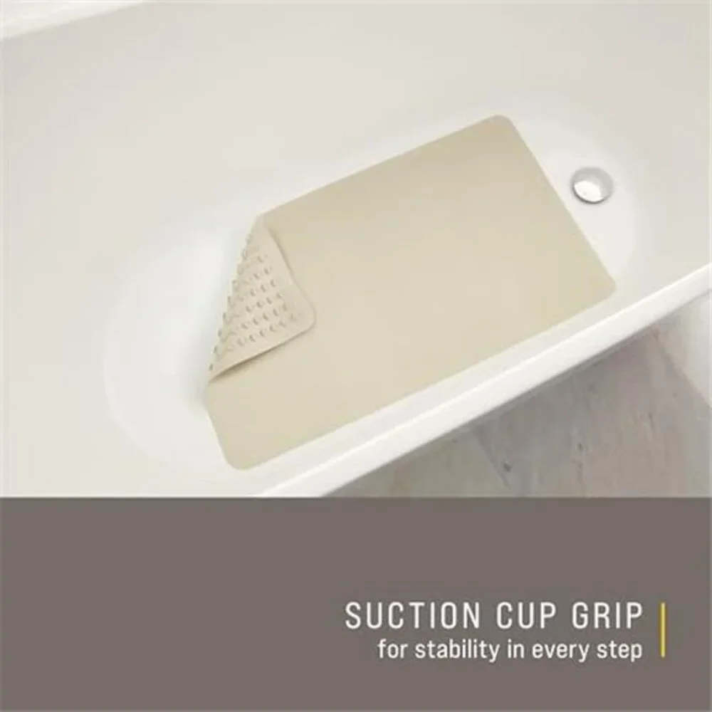 Non Slip Bath Mat Suction Backed Shower Mat Rubber Medium White Bathroom Safety